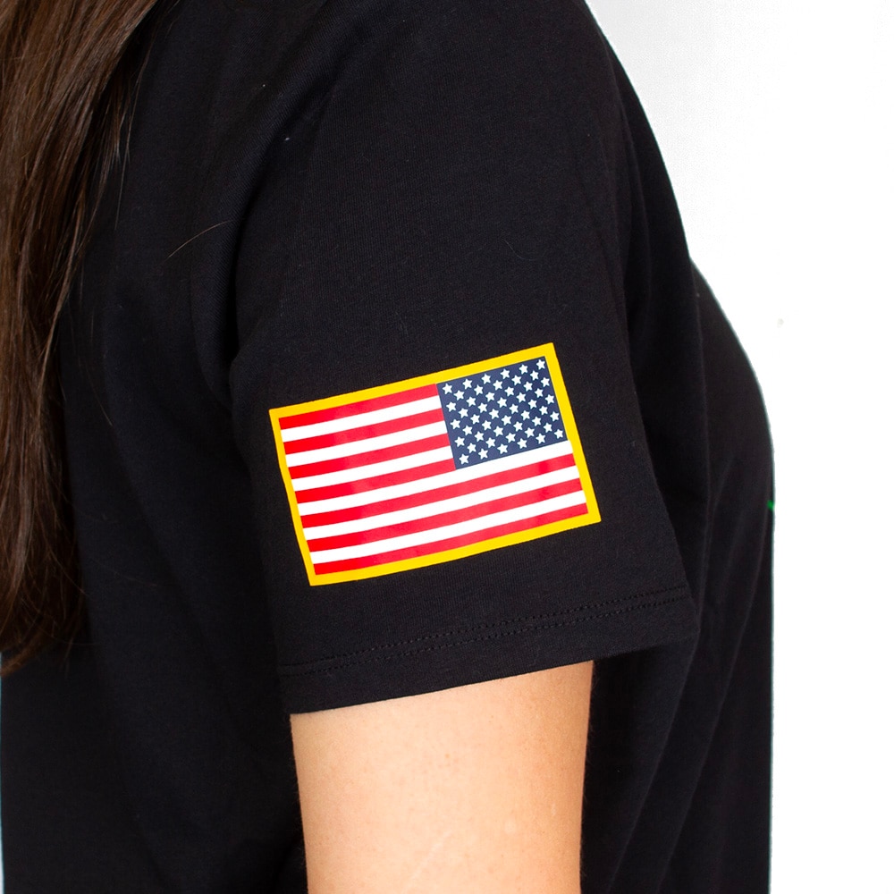 Classic Oregon O, Nike, Black, Crew Neck, Cotton Blend, Women, Flag, Military Pack, T-Shirt, 954298